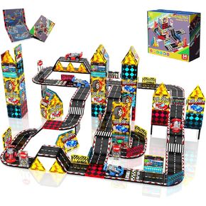 Magnetic Tiles Road Set, Magnetic Building Blocks for Road, Construction Kit STEM Learning Toys for Kids Boys Girls Ages 1-12, Back to School Holidays Birthdays Gift