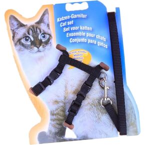 VICASKY Adjustable Cat Harness and Leash Black Safety Strap for Kittens and Cats Lightweight Shaped Design with Snap Buckle for Secure Walks and