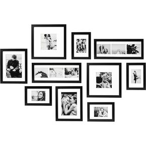 مجموعة إطارات جدارية كبيرة من ArtbyHannah مكونة من 10 قطع باللونين الأبيض والأسود، مع إطارات خشبية ومطبوعات صور عائلية مجمعة لتعليق 14 صورة وتزيين غرفة المعيشة، متعددة الأحجام in Kuwait