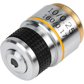 10X Achromatic Objective Lens High Precision Aluminum Alloy Biological Microscope Objective Lens Clear Imaging for Laboratory Research and Education
