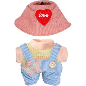 Clothes for Doll Chic Outfit Set for 17cm Dolls Clothes with Accessories Light Blue Romper + Brown Hat (NO Doll)