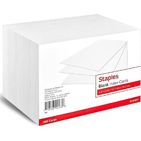 Staples 233502 Blank 4-Inch X 6-Inch Index Cards White 500/Pack (51011)