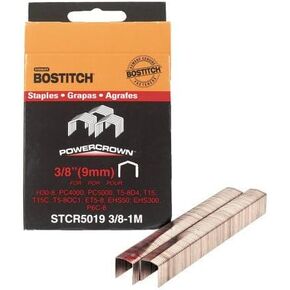 5 Pack Bostitch STCR50193/8-1M 3/8" Heavy Duty 7/16" PowerCrown Staples - 1000 per Package