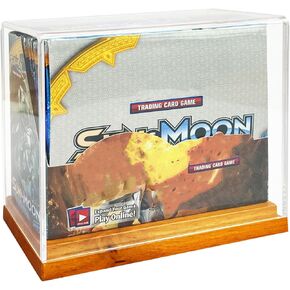 Acrylic Booster Box Display Case with Solid Wood Base - UV & Dust Protected, No Assembly - Fits 5.5"×3"×4.9" Collection