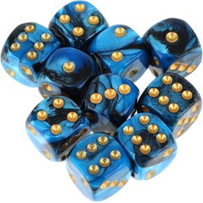 10PCS Polyhedral Dice, Mini Dice Set, 16mm Two Colours D6 Acrylic Portable Game Dices for Board Games Classroom Teaching Table Games Math Teaching (Blue Black)