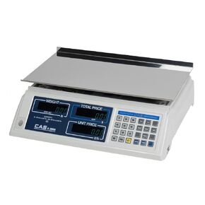 CAS S-2000-30 Electronic Price Computing Scale - 30lb Capacity, Single Range, NTEP Certified Commercial Food Scale - Features Bright, Easy-to-Read VFD Display, 999 PLU's, & 1 Steel Platter
