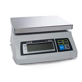 CAS SW-10 Kitchen Portion Scale - 10lb Capacity NTEP Certified Compact, Commercial Food Scale - Water Resistant and Battery Operated - Steel Platter and Adapter Included