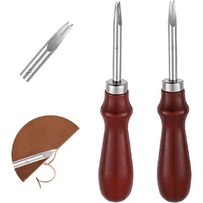 2 Pcs Leather Edge Skiving Beveler Craft Beveler Cutting Beveling Leather Skiver Tool 2 Sizes(1.2 mm, 0.8 mm) for Leathercraft Working DIY