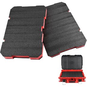 NBPLUS Foam Inserts Kit for Milwaukee Packout 48-22-8424, Custom Fit Tool Box Foam Organizers for Tools & Accessories Black/Red 2 Pack