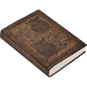 M & N Designs Owl Embossed Leather Journal - Soft Cover Plain Notebook 7"x 5" size
