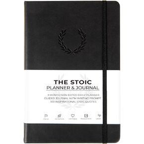 The Stoic Planner & Journal - A 2-in-1 Daily Planner and Guided Journal with Inspiring Writing Prompts - Build Productivity and a Positive Mindset - 3 Months Undated - Black