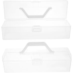 jojofuny 2pcs Storage Box Thickened Paint Brush Organizer Handle for Art Supplies Small Tool Storage for Stationery and Crafting