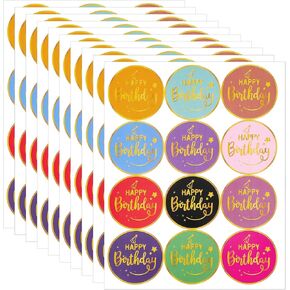 120pcs Happy Birthday Stickers, 2'' Birthday Envelope Seals Round Gold Foil Birthday Stickers Personalized Label Sticker for Gift Bags Wrapping Party Favor