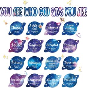 Christian Bulletin Board Decorations Inspirational Jesus Bulletin Board Sets Outer Space God Says You Are Religious Classroom Wall Decor VBS Motivational Cutouts for Sunday School Home Church Supplies