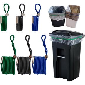 Household Trash Can Bands 6-Pack - Rubber Straps Prevent Bag Slippage (Fits 8-96 Gal Cans)｜3 Long + 3 Short Color-Coded｜Kitchen/Garage Use