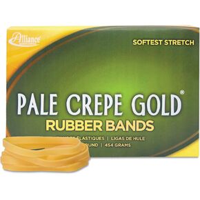 Alliance 20645 Pale Crepe Gold Rubber Bands, Sz. 64, 3-1/2 x 1/4, 1lb Box