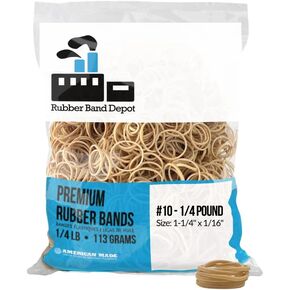 Rubber Bands, Rubber Band Depot, Size #10, Approximately 850 Rubber Bands Per Bag, Rubber Band Measurements: 1-1/4" x 1/16'' - 1/4 Pound Bag