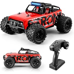 RC Car Remote Control Truck, 1:18 Scale 4WD Off Road RC Truck, 40km/h Remote Control Cars, 2.4Ghz RC Vehicle Rock Crawler with 2 Batteries-60 min Playtime, for Boys Kids Girls Teens - Red