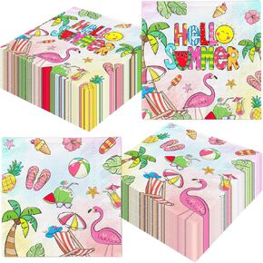 40Pcs Summer Napkins Beach Napkins Paper Hawaiian Napkins for Party Luau Napkins Summer Party Tableware Aloha Paper Napkins Tropical Napkins Hello Summer Napkins Hawaiian Party Decorations