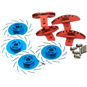 4PCS MORFUM Aluminum Alloy Wheel Rim Hex Hub Brake Disc & Caliper Set Compatible with Sakura D4 AWD RWD 1/10 RC Drift Crawler Car Upgrade Parts (Black)