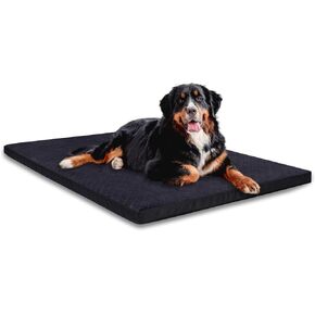 Indestructible Dog Beds, Enhanced Quilted Chew Proof Dog Crate Pad for Aggressive Chewer, Washable Cover Dogs Mat for Crate, Non-Skid Kennel Pad, Durable Pet Bed for Puppy (Black, 23"x18")