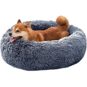 Comfort Donut Dog Bed - Ultra-Soft Pet Bed with Neck Support, 3 Sizes (Machine Washable) for Small/Medium/Large Dogs & Cats (Gray, 32''Lx32''Wx8''Th)