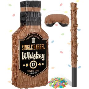 Sratte Brown Whiskey Bottle Piñata with Stick 16 x 6.3 x 3 Inch Piñata Decorations for Whiskey Birthday Party Adults Party Valentines Wedding Birthday Funny Anniversary Supplies