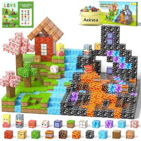 Axirata Magnetic Blocks Building Blocks, Build Magnetic World Set Birthday Gifts for Toddlers Boys Girls 84 PCS, STEM Sensory Toys Creative Kids Game Magnet Tiles for Kids Age 3 4 5 6 7 8 9 10 11 12+