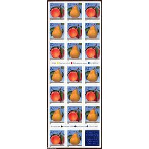 US Stamp - 1995 Pears & Peaches - Booklet of 20 Stamps - Scott #2494a