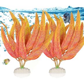 BEGONDIS 2Pcs Artificial Aquatic Plants Set - Lifelike Silk Fabric Leaves for Aquarium Decoration, Easy to Maintain, Vibrant Underwater Garden (Green)