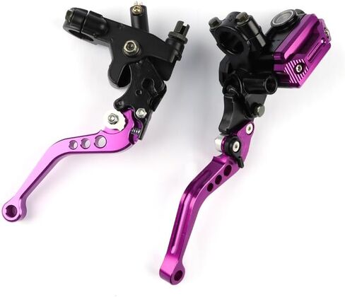 Universal Motorcycle 7/8" 22mm Brake Master Cylinder Reservoir Handlebar Clutch Lever CNC Left & Right Set Compatible with Honda Kawasaki Suzuki Yamaha Purple in Saudi Arabia