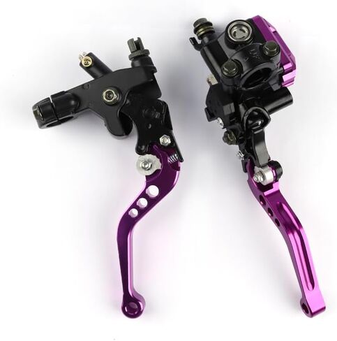 Universal Motorcycle 7/8" 22mm Brake Master Cylinder Reservoir Handlebar Clutch Lever CNC Left & Right Set Compatible with Honda Kawasaki Suzuki Yamaha Purple in Saudi Arabia