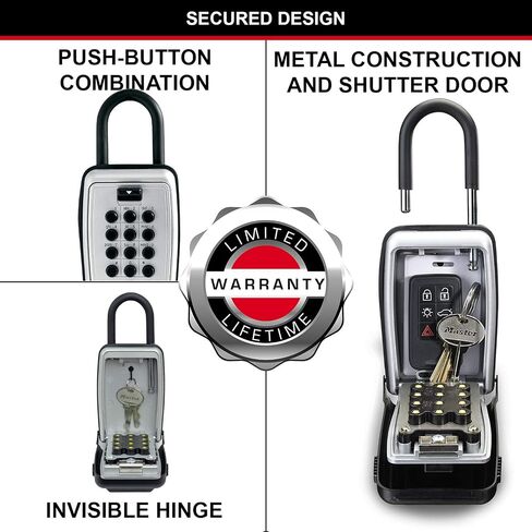 Master Lock Push-Button Key Safe Safe Wall ، متوسطة 79 × 117 × 52 مم ، في الهواء الطلق ، مجموعة التثبيت ، لمركبات الصناعات المنزلية للمكاتب المنزلية in Kuwait