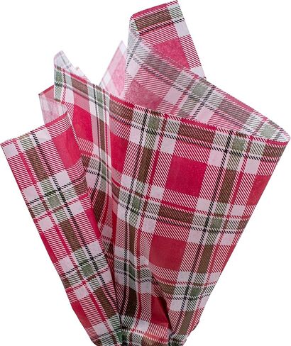 Made in USA 50-Sheet Christmas Print Gift Tissue Paper Pack, 20" X 30" (Buffalo Plaid Wishes) in Saudi Arabia