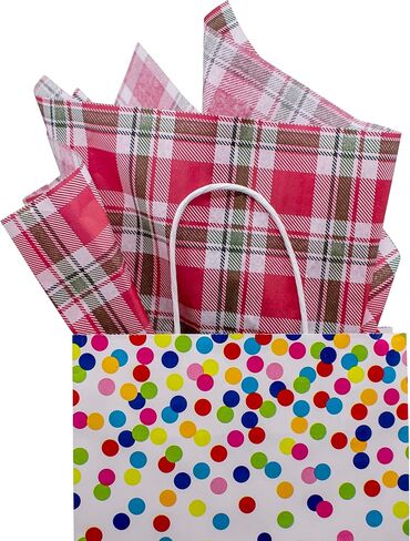 Made in USA 50-Sheet Christmas Print Gift Tissue Paper Pack, 20" X 30" (Buffalo Plaid Wishes) in Saudi Arabia