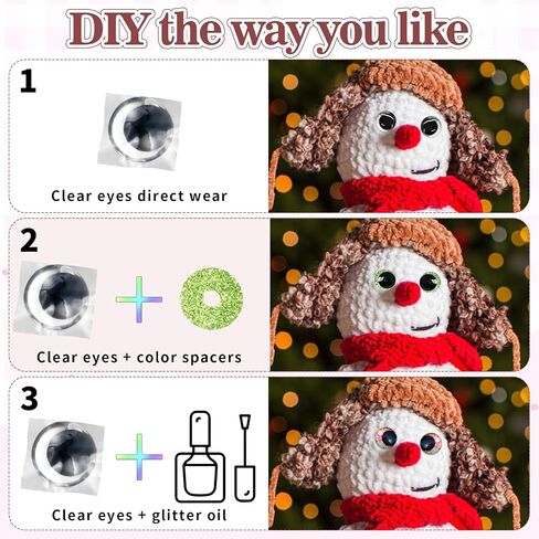 Mucunnia 52pcs عيون أمان خضراء 30 ملم للكروشيه مع غسالات بريق عيون السلامة ل Amigurumi 3d القمر العيون عيون الدمية للحيوانات تيدي الدب كروشيه in Kuwait