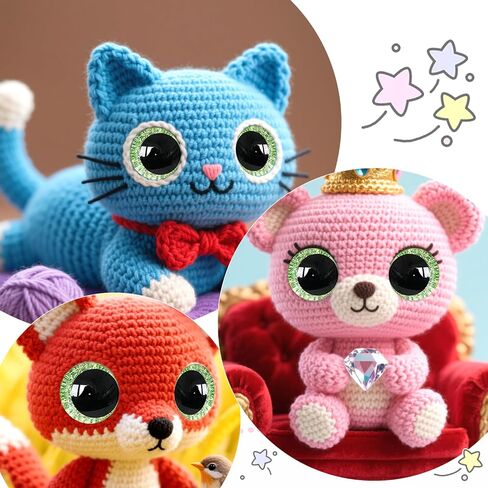 Mucunnia 52pcs عيون أمان خضراء 30 ملم للكروشيه مع غسالات بريق عيون السلامة ل Amigurumi 3d القمر العيون عيون الدمية للحيوانات تيدي الدب كروشيه in Kuwait