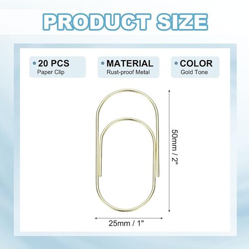 PATIKIL 2x1 Inch Large Paper Clip, 20 Pcs Metal Paper Clip Wide Rust-Proof Strong Durable Bulk for Office Supplies Document Organization Binder Bookmarks Planner, Blue in Saudi Arabia
