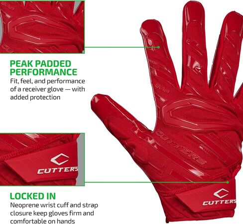 CUTTERS Gamer Padded Football Glove. All Purpose Players, Receivers, Lineman. Extra Grip. in Kuwait