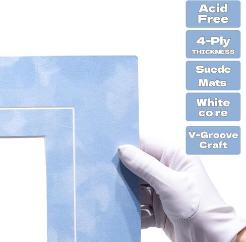 MLCQAFS 16x20 Suede Mat مع تفاصيل V-Groove لشهادات 11x14 ، والصور ، و Artwork-Asid الخالية من الألوان ، وسمك 4 فترات. (جلد الغزال البني) in Saudi Arabia