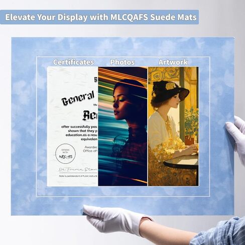MLCQAFS 16x20 Suede Mat مع تفاصيل V-Groove لشهادات 11x14 ، والصور ، و Artwork-Asid الخالية من الألوان ، وسمك 4 فترات. (جلد الغزال البني) in Saudi Arabia