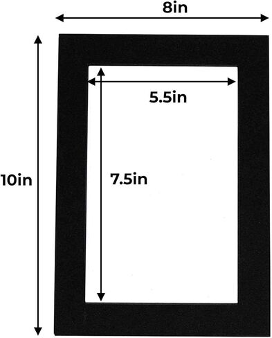 8x10 Bevel Cut Mat for 6x8 Photo | White with Black Core Picture Matboard for Frames Measuring 8 x 10 Inches - Bevel Cut Matte to Display Art Measuring 6 x 8 Inches - Acid Free Pack of TEN MATS in Saudi Arabia