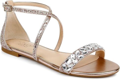 Jewel Badgley Mischka Osome Glitter Flat Sandals in Saudi Arabia