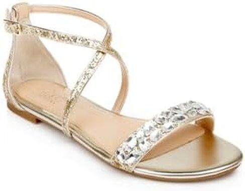 Jewel Badgley Mischka Osome Glitter Flat Sandals in Saudi Arabia