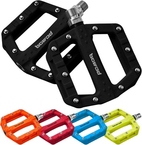 دواسات دراجة BOWOD، دواسات MTB مسطحة، دواسات مركبة من النايلون خفيفة الوزن مع 20 دبابيس لكل دواسة، دواسات دراجة طريق غير قابلة للانزلاق، دواسات دراجات جبلية للبالغين لدراجات سيكلوكروس في المدينة مقاس 9/16 بوصة in Saudi Arabia