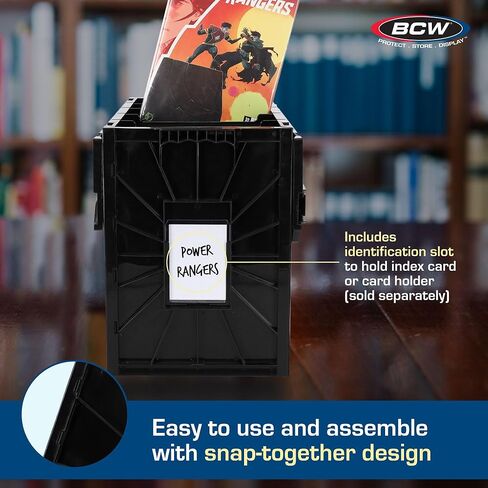 BCW Long Comic Bin - 2 Pack - Holds Up to 300 Comics in Bag and Board | Acid Free Comic Book Storage & Organizer | Heavy Duty Plastic Comic Storage Box, Stackable Comics Short Box in Kuwait