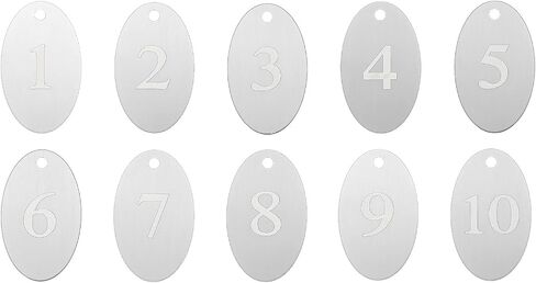 PATIKIL 10PCS Number Tags 1-10, Number Key Tags Aluminum Numbered Keychain Metal Oval with Key Rings for Organizer Field Sales Hangers Clothes Labels ID, Silver in Kuwait