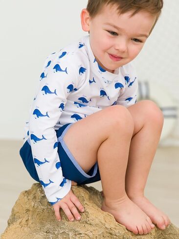 قميص سباحة طويل الأكمام للأطفال الرضع والأطفال الصغار من RUGGEDBUTTS® مع عامل حماية من الأشعة فوق البنفسجية 50+, بانانا يلو, 8 Years in Kuwait