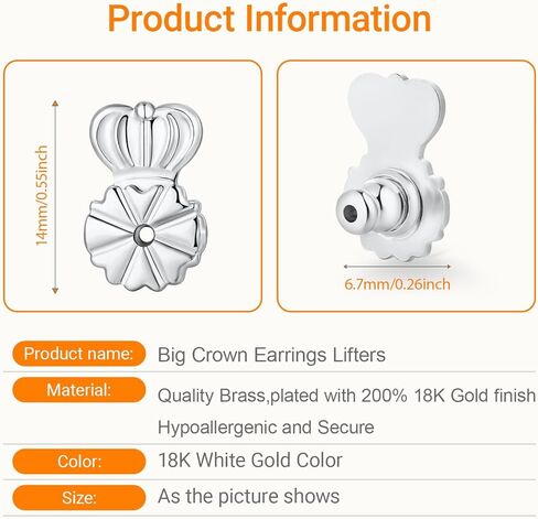 6 أجزاء من ظهور القرط البديلة للأرصين ، والأذنين المتدلية والأقراط الثقيلة ، والخضرة المصنوعة بشكل جيد مصنعة على شكل التاج ، ودعم الدعم الكبير بالإضافة إلى ظهور سيليكون 2pcs ، متعدد الألوان in Kuwait