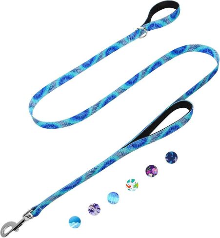 6ft Dog Leash with Two Padded Handles, Cute Girl Dog Leash with Soft Dual Handle, Walking Training Lead for Medium and Large Dogs, Purple Floral in Saudi Arabia